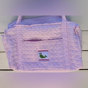 Little English Girls Quilted Duffle Bag Smocked Whale Light Pink Seersucker